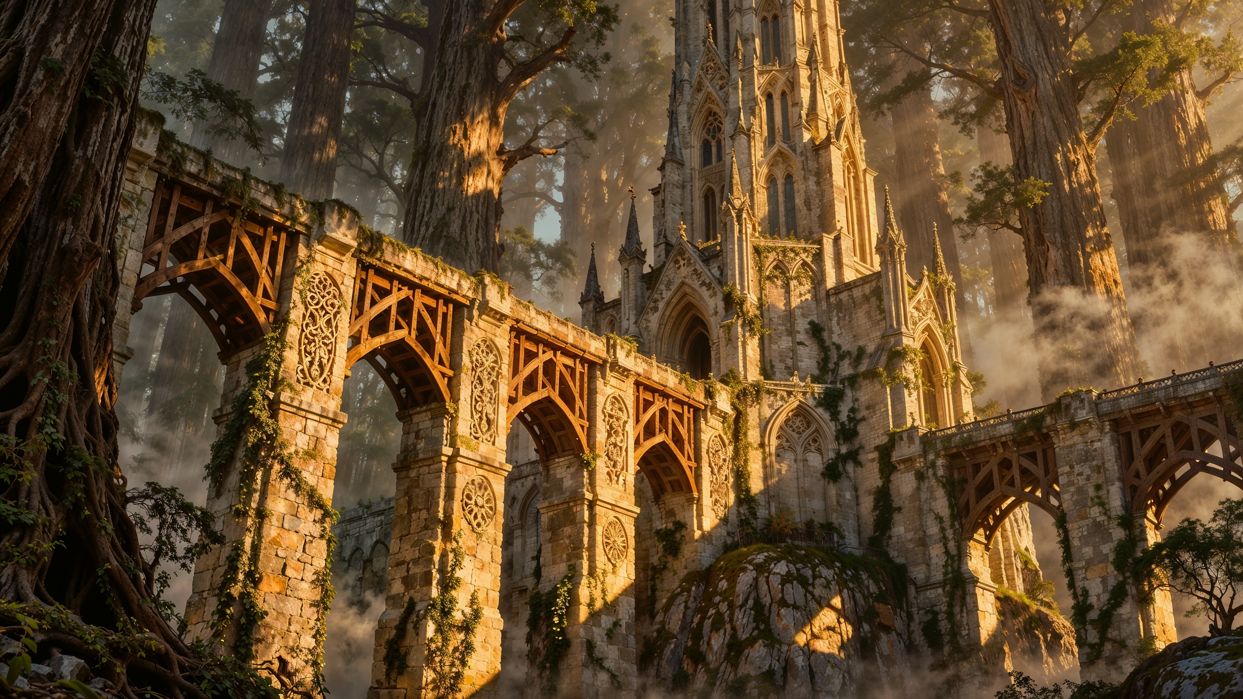 A magnificent elven city among ancient trees