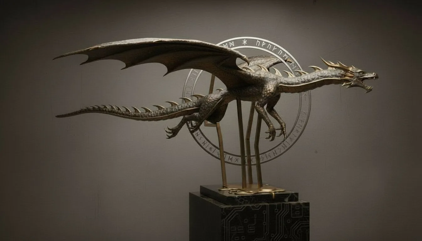 A dragon over a fantasy realm